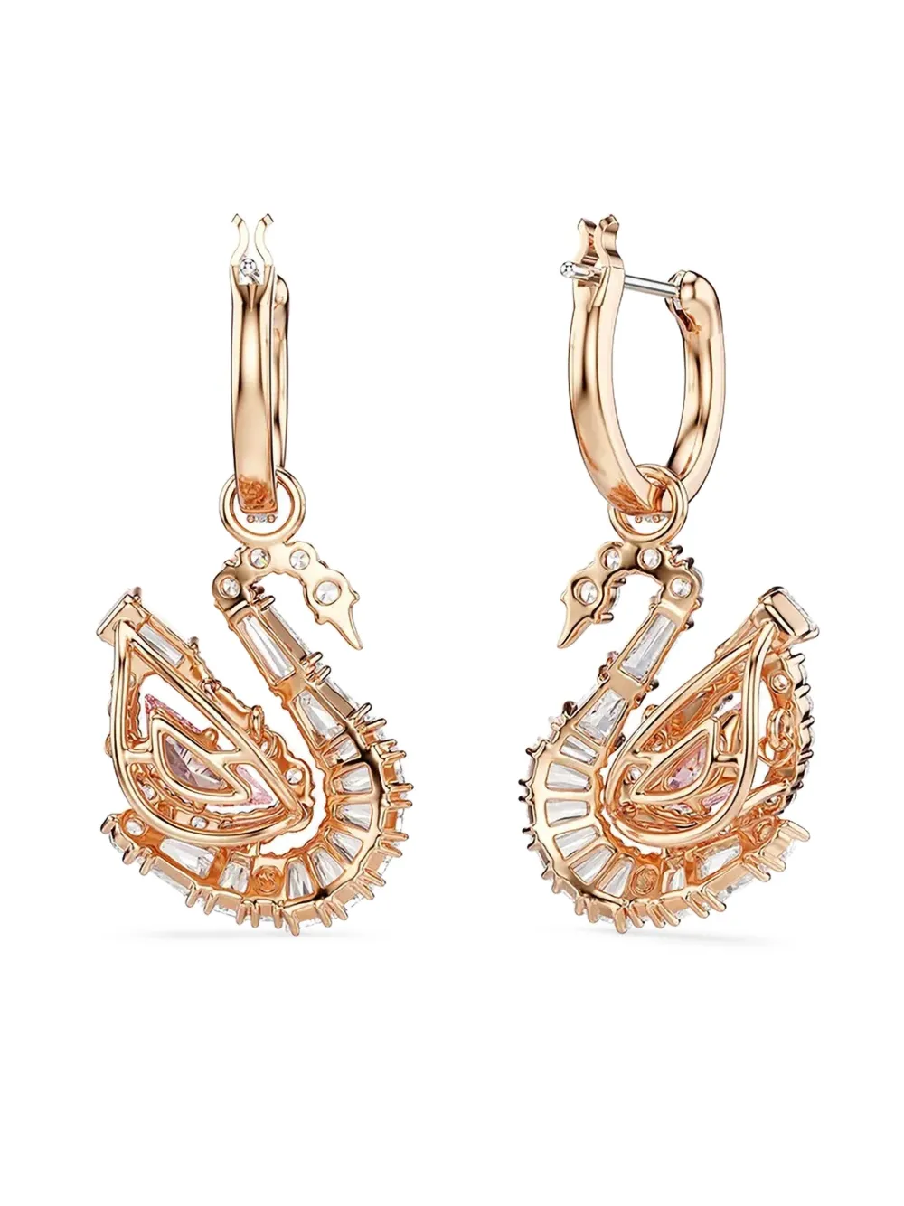 Swarovski Swan roségouden oorringen - Roze