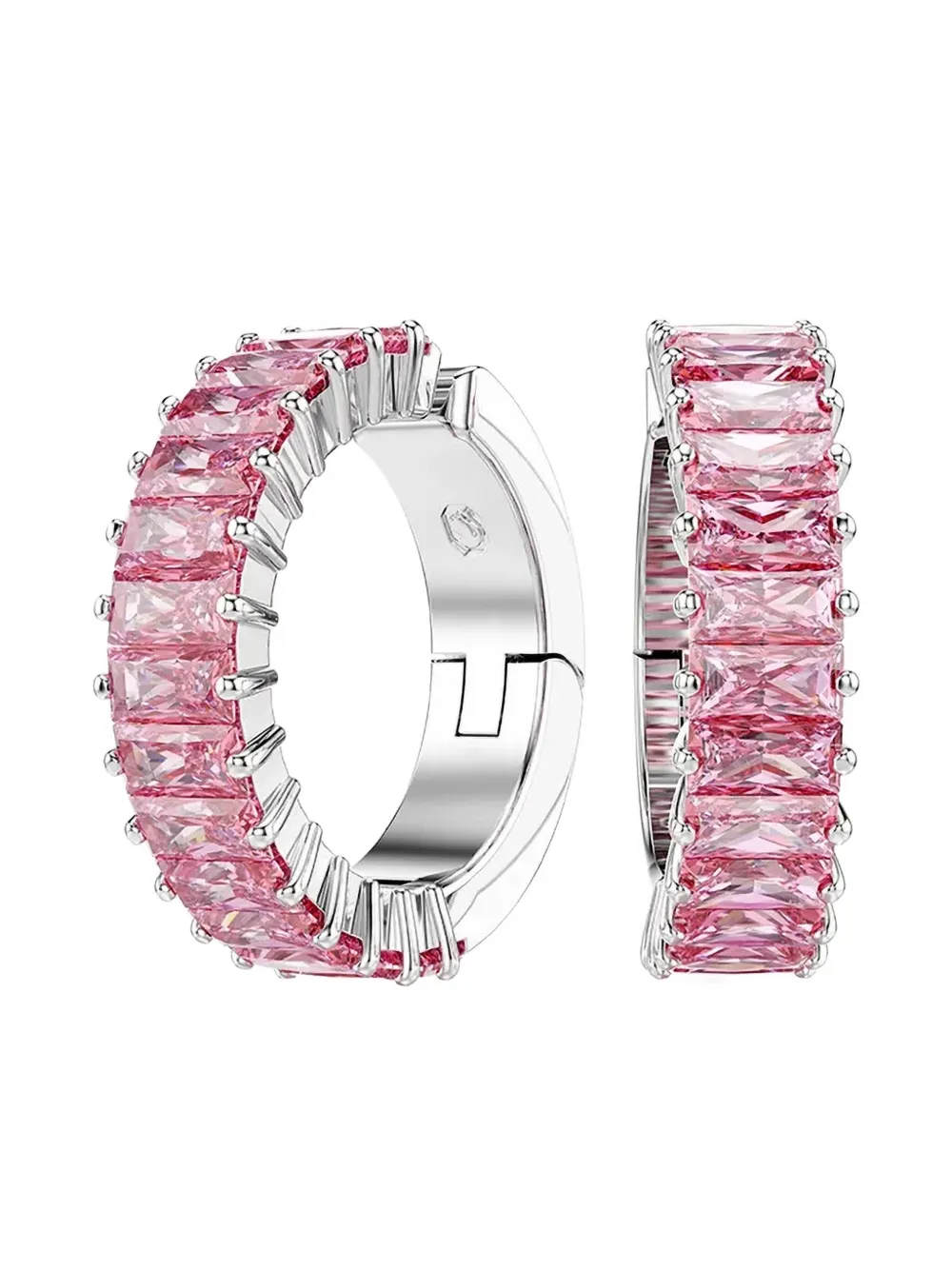 Swarovski Matrix baguette-cut pink-crystal hoop earrings - ピンク Swarovski Matrix baguette-cut pink-crystal hoop earrings - ピンク