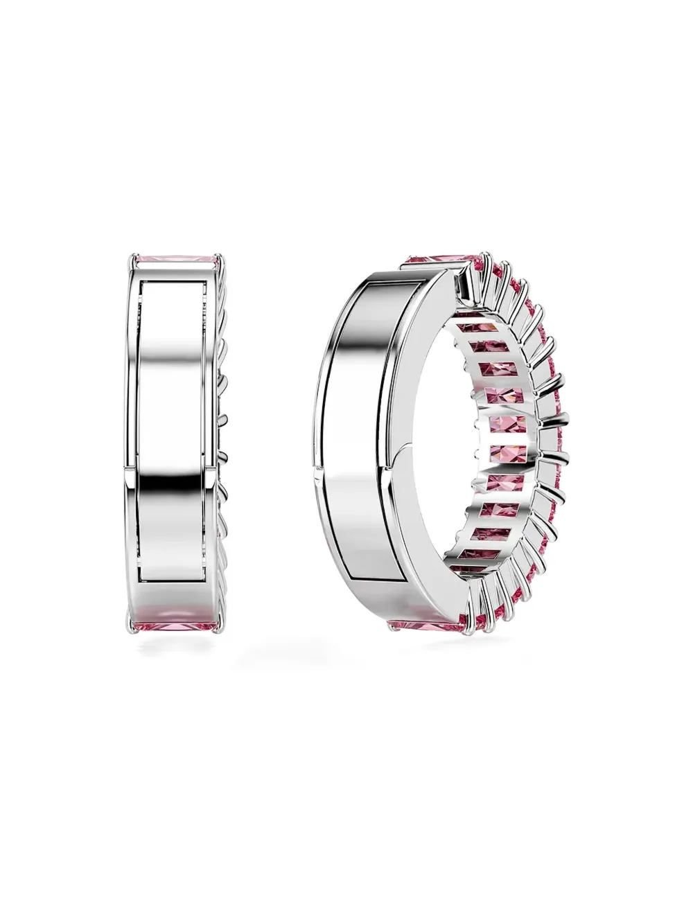 Swarovski Matrix baguette-cut pink-crystal hoop earrings - Roze