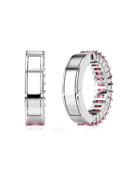 Swarovski Matrix baguette-cut pink-crystal hoop earrings