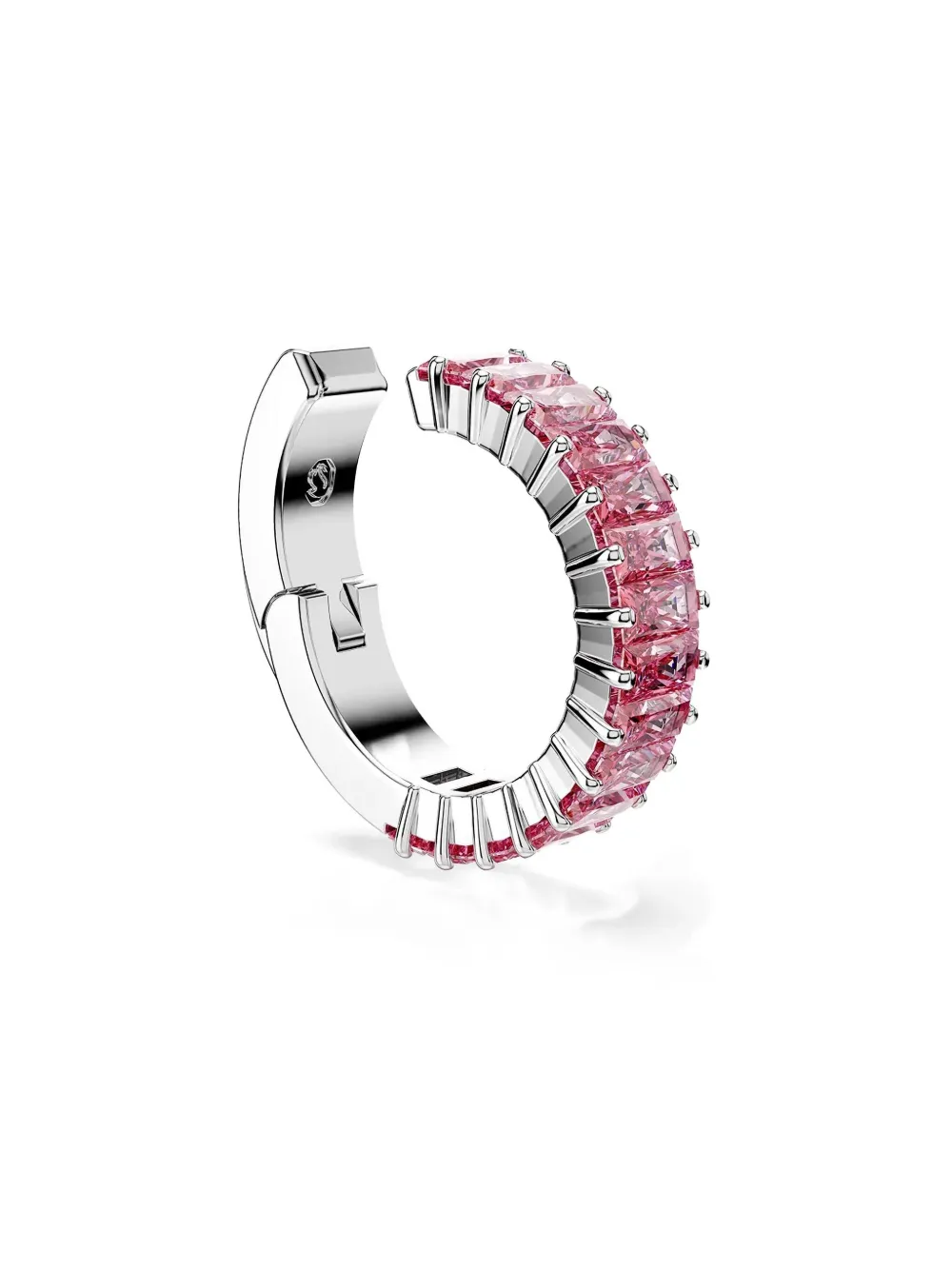 Swarovski Matrix Baguette-cut Pink-crystal Hoop Earrings In Pink