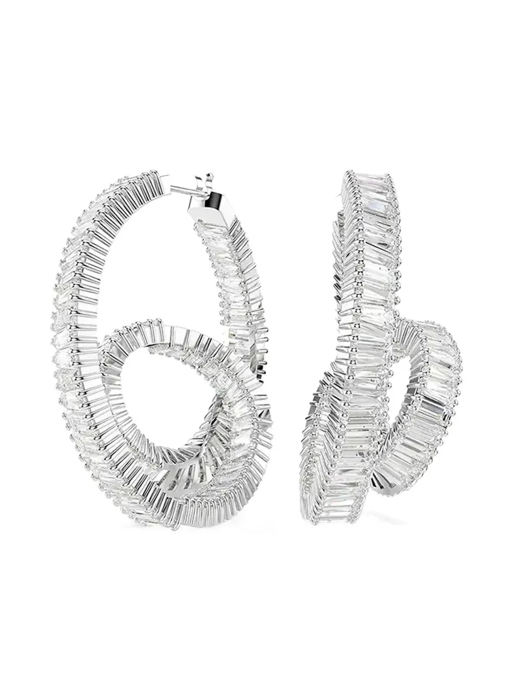 Swarovski Matrix baguette-cut hoop earrings - シルバートーン Swarovski Matrix baguette-cut hoop earrings - シルバートーン