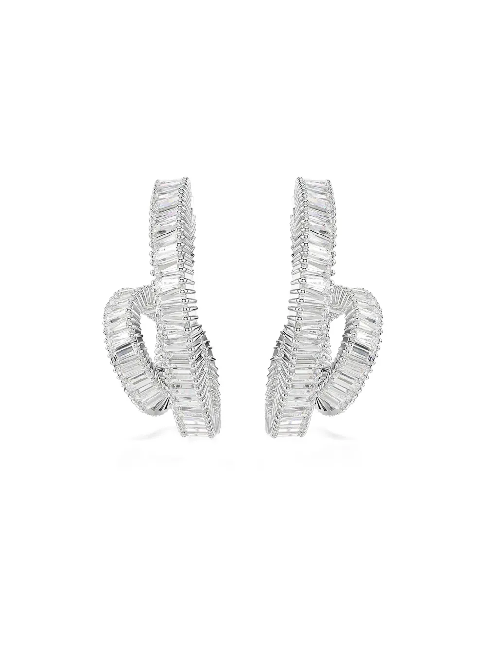 Swarovski Matrix baguette-cut hoop earrings - Zilver