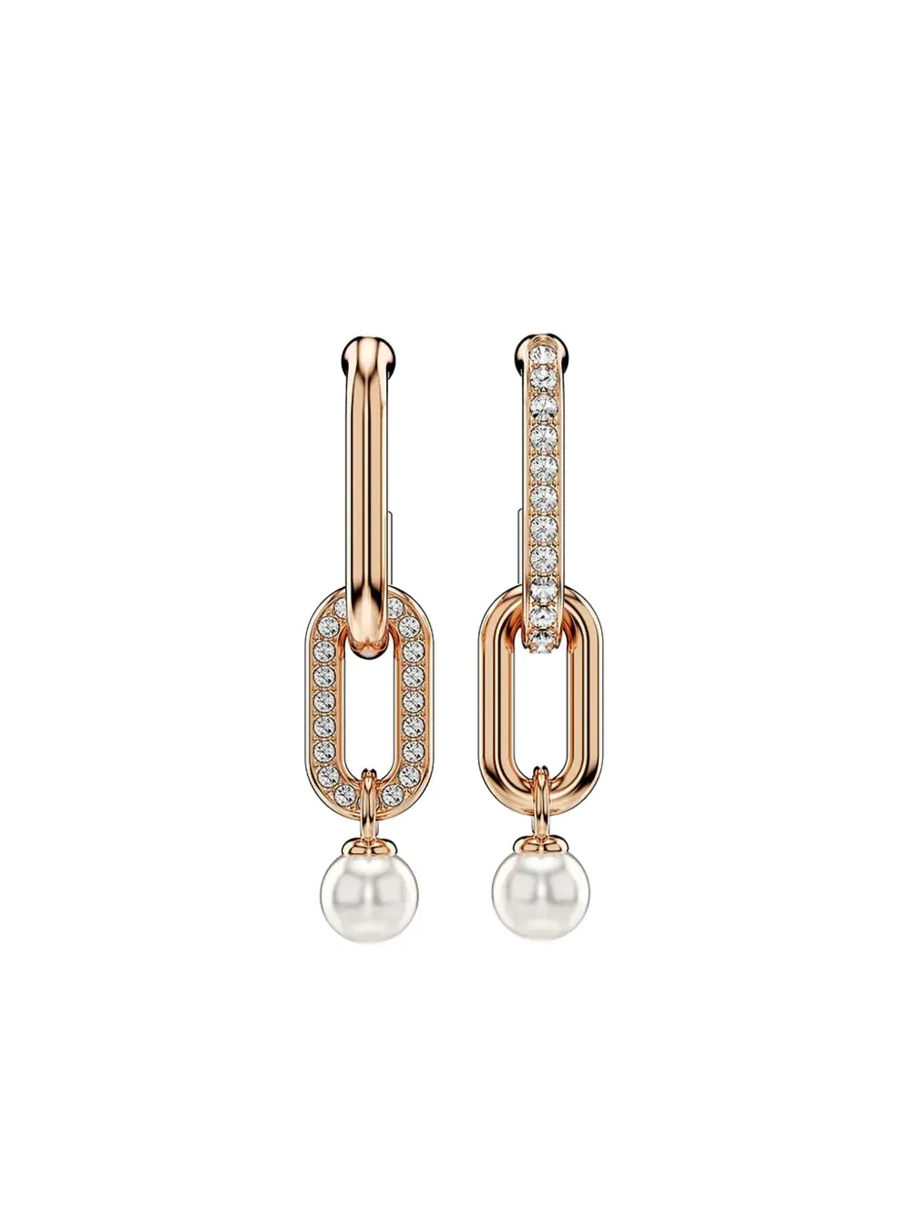 Swarovski Constella rose-gold pearl chain earrings - ピンク Swarovski Constella rose-gold pearl chain earrings - ピンク