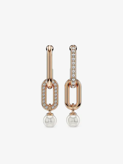 Swarovski Constella rose-gold pearl chain earrings