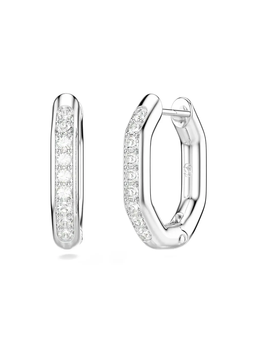 Swarovski Hexagon-cut Crystal Earrings In White