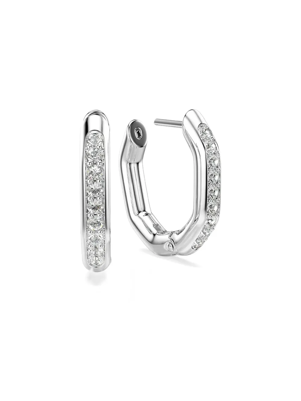 Swarovski Hexagon-cut Crystal Earrings In White