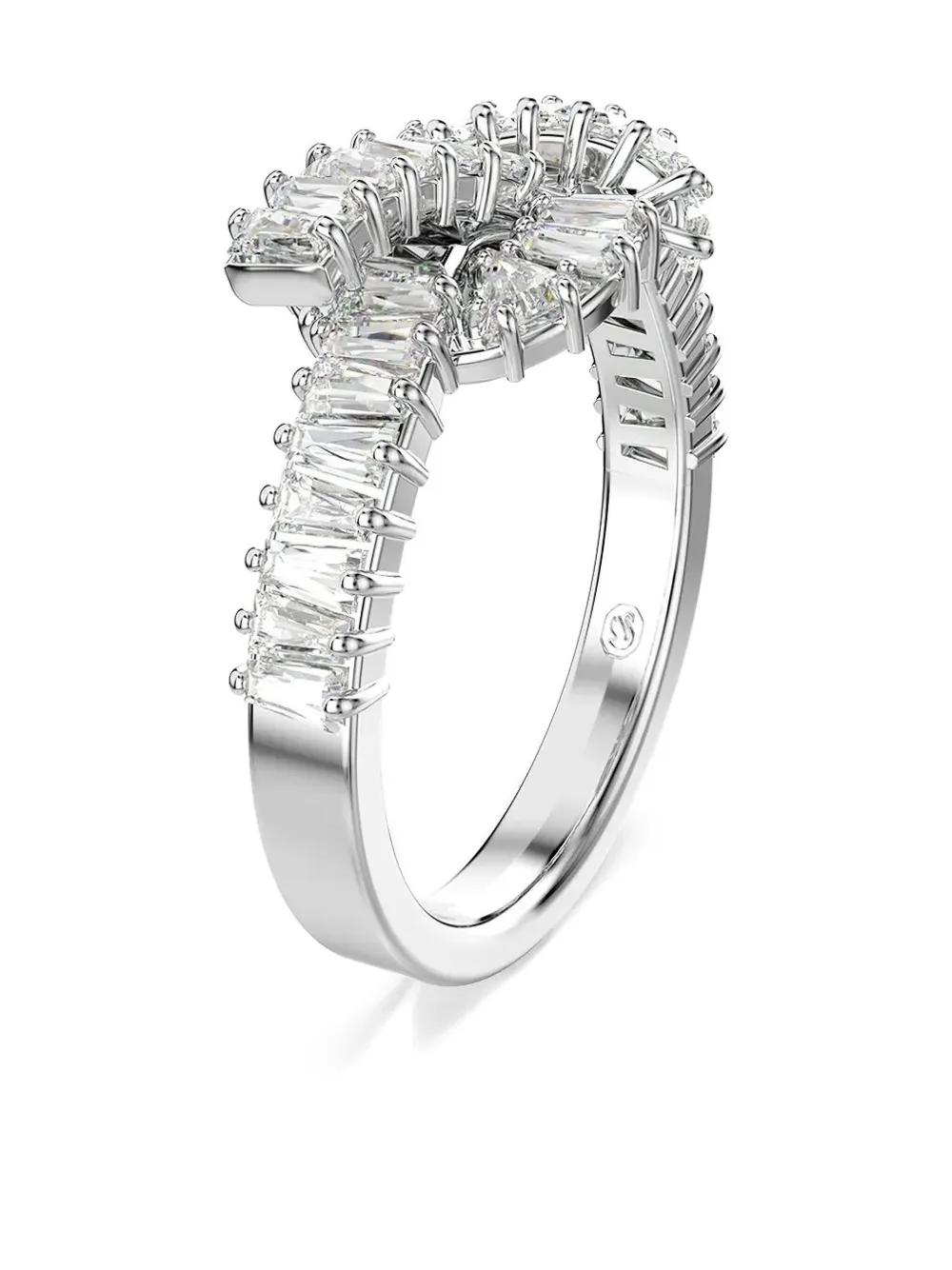 Swarovski Matrix Baguette-cut Knot Ring In Metallic