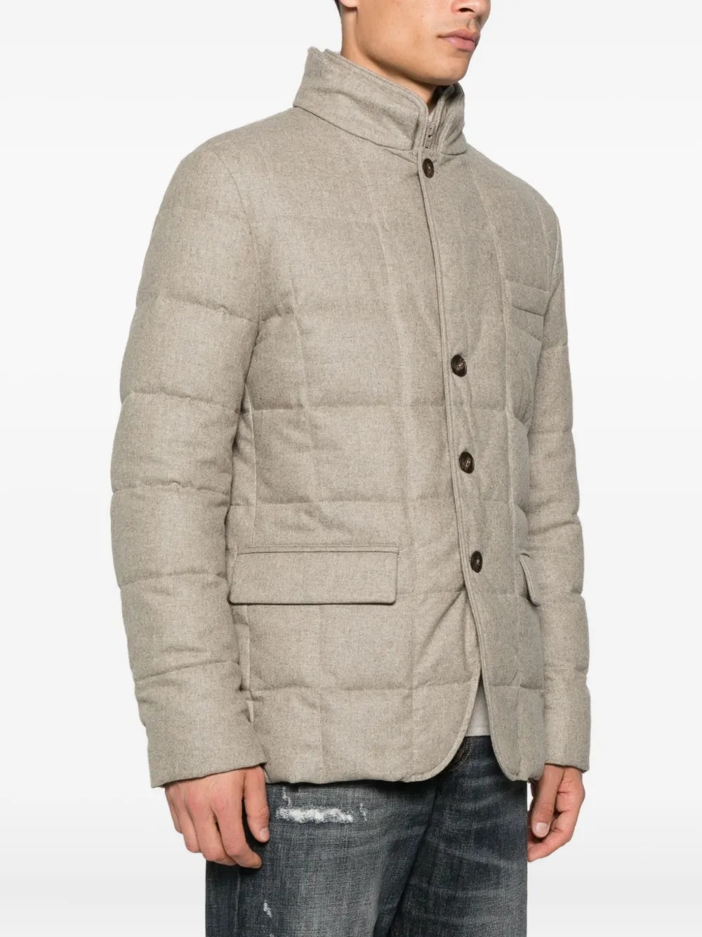Fay quilted buttoned jacket Beige