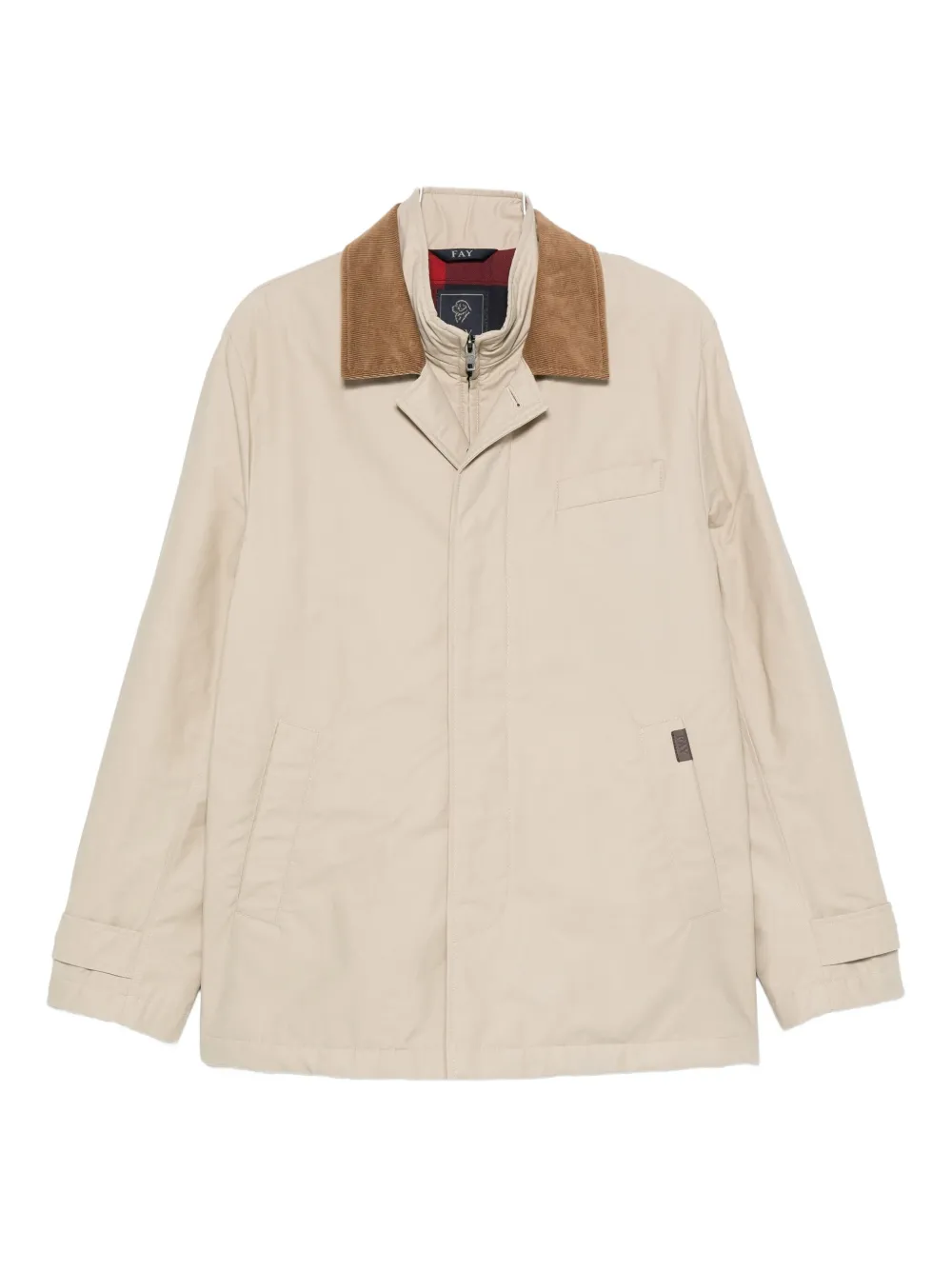 Fay corduroy-collar jacket Beige