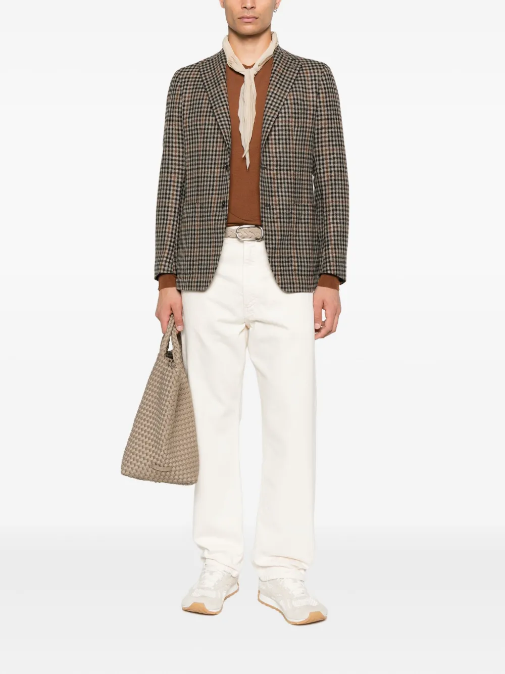 Tagliatore Blazer met gingham ruit Bruin