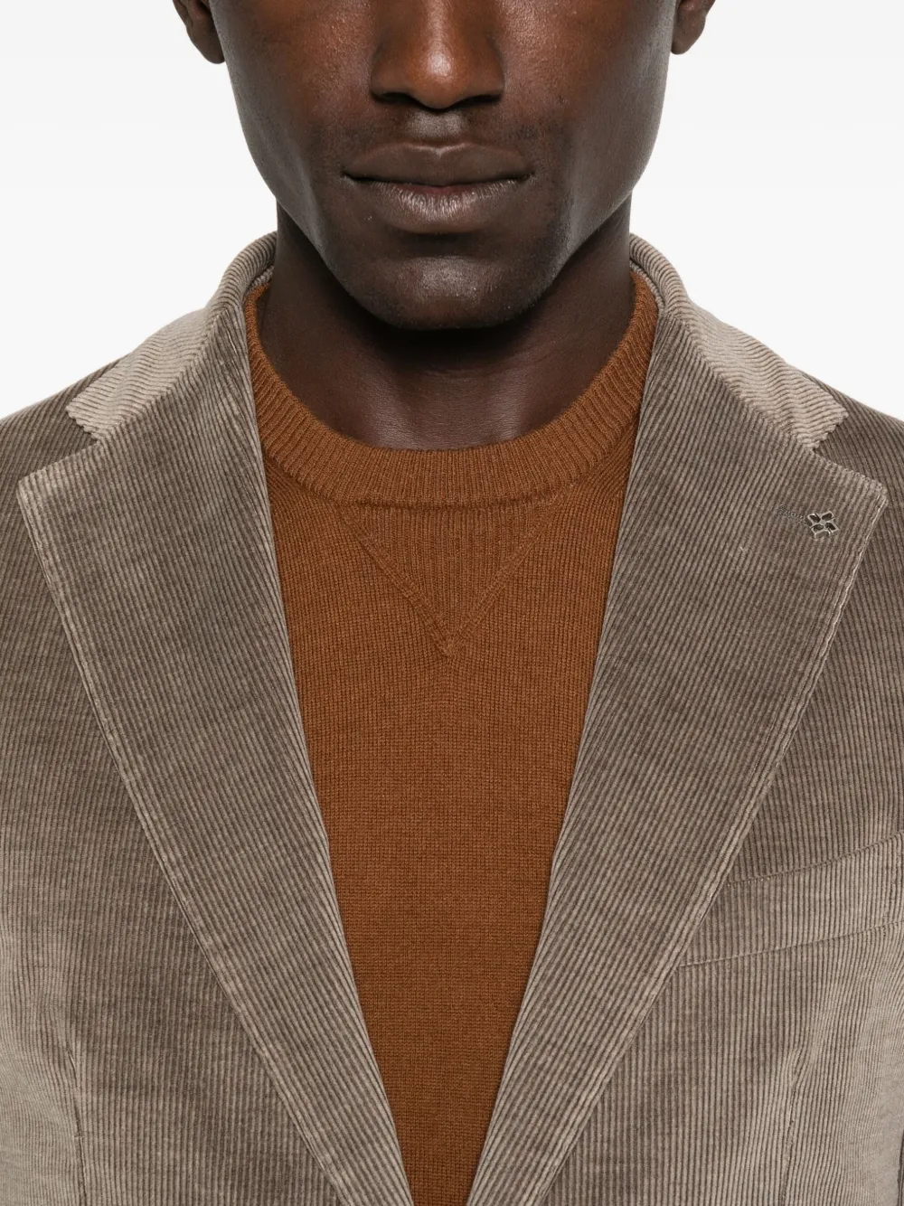 Tagliatore Ribfluwelen blazer met opgestikte zak Bruin