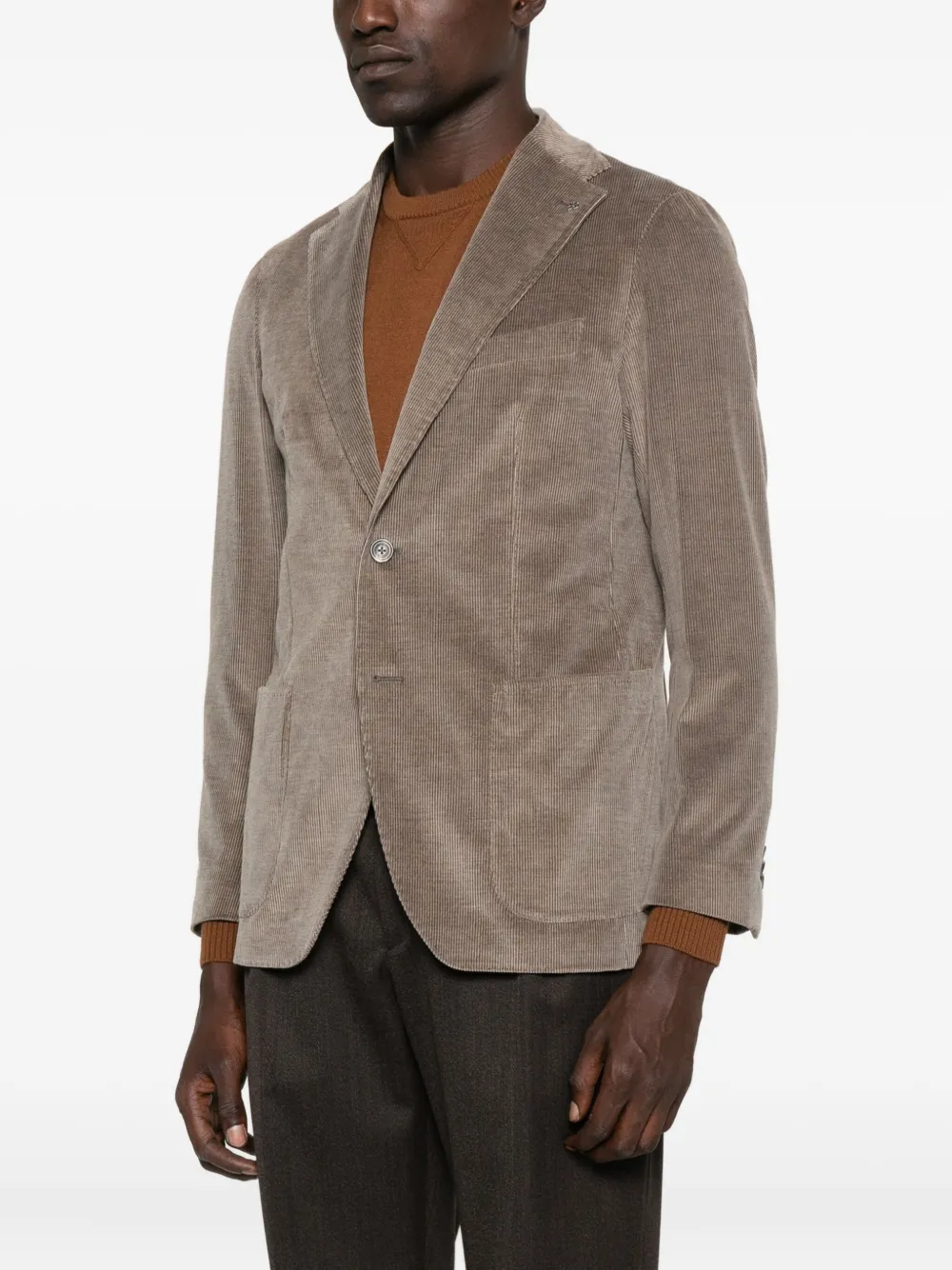 Tagliatore Ribfluwelen blazer met opgestikte zak Bruin