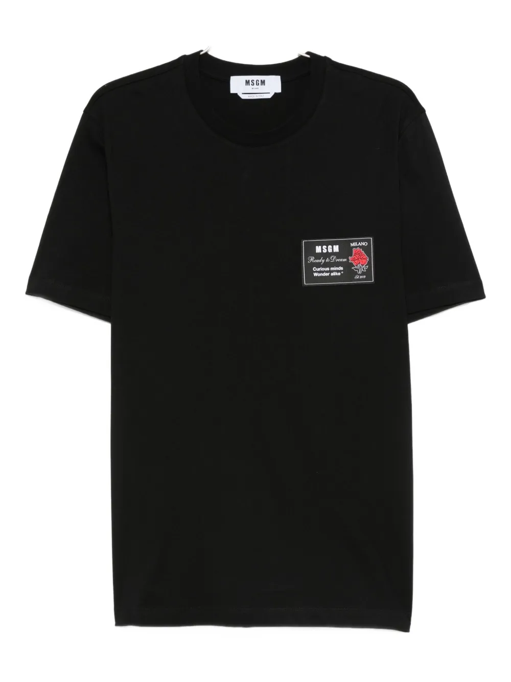 MSGM rose-print patch T-shirt Zwart