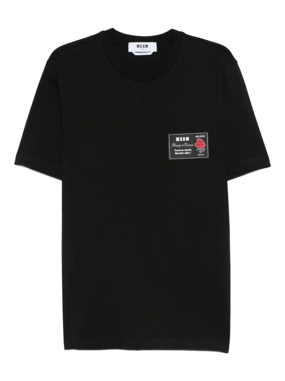 rose-print patch T-shirt