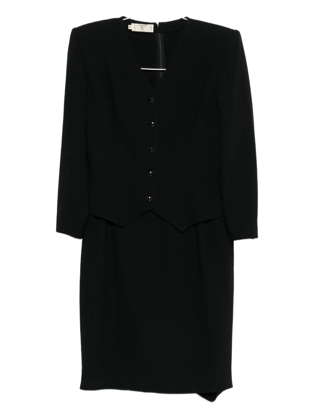 Valentino Garavani Pre-Owned Abito in lana anni '80 - Nero