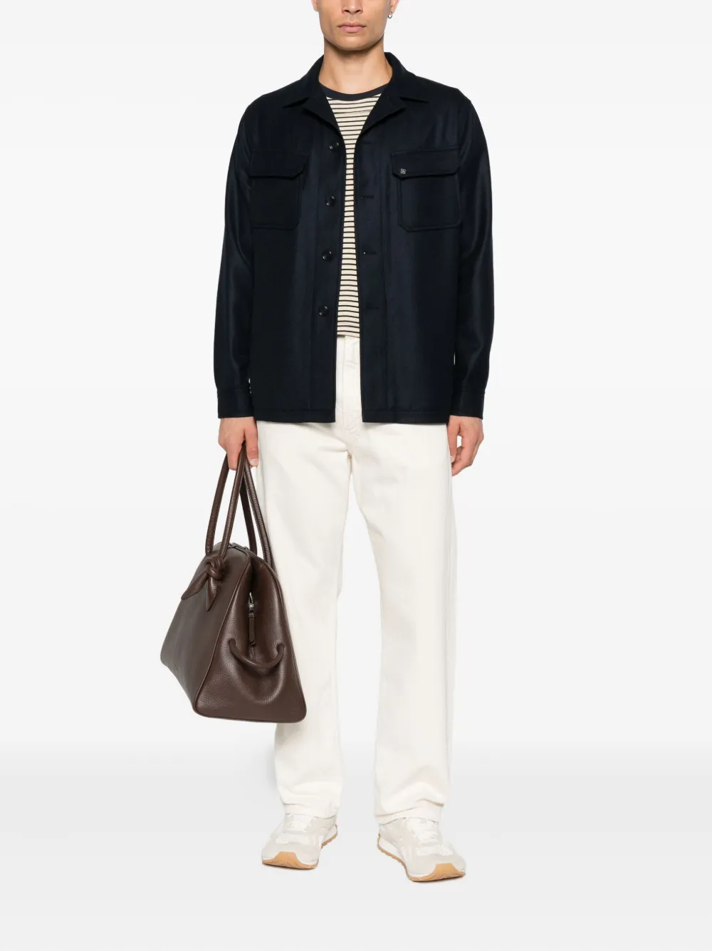 Tagliatore Shirtjack met klepzak en knopen Blauw