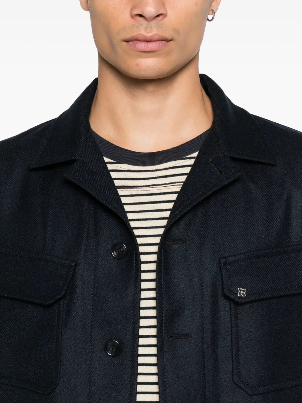 Tagliatore Shirtjack met klepzak en knopen Blauw