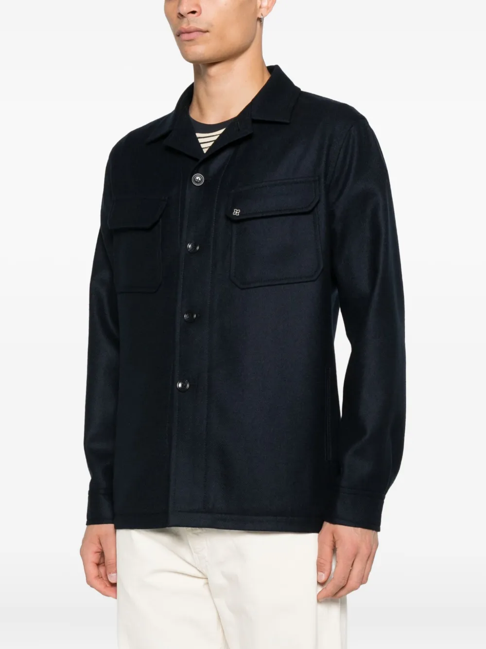 Tagliatore Shirtjack met klepzak en knopen Blauw