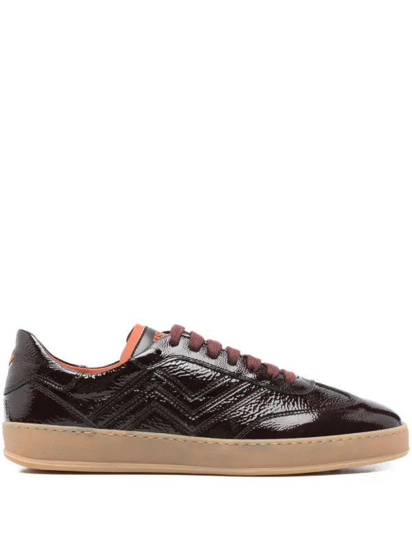 Missoni Patent-leather Zigzag Sneakers in Brown