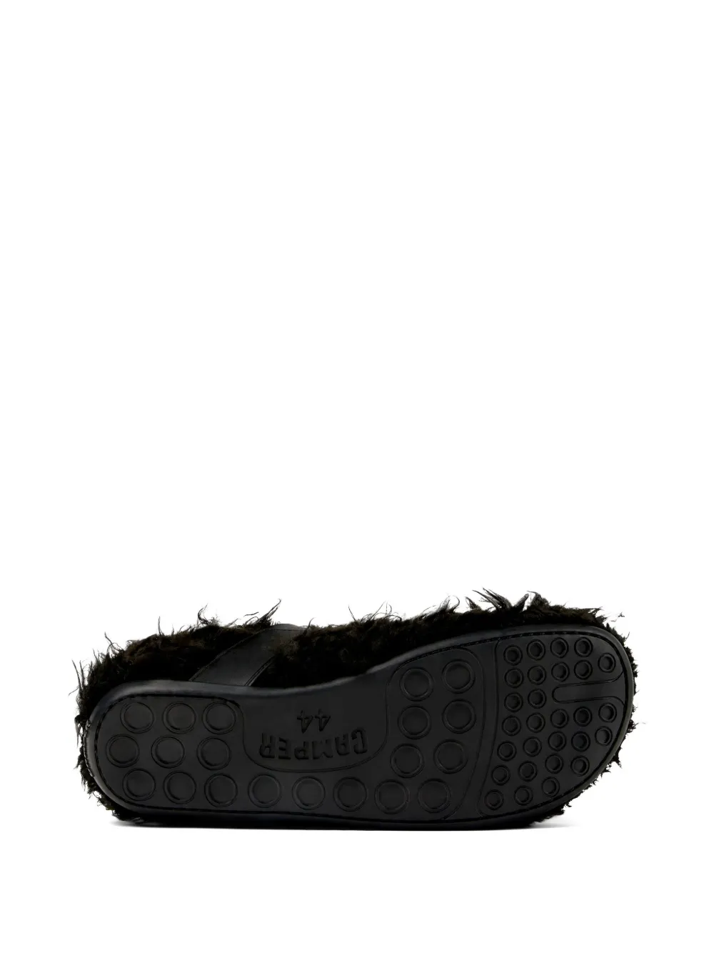 Camperlab Wabi Buckle-fastening Furry Flat Pumps In Black
