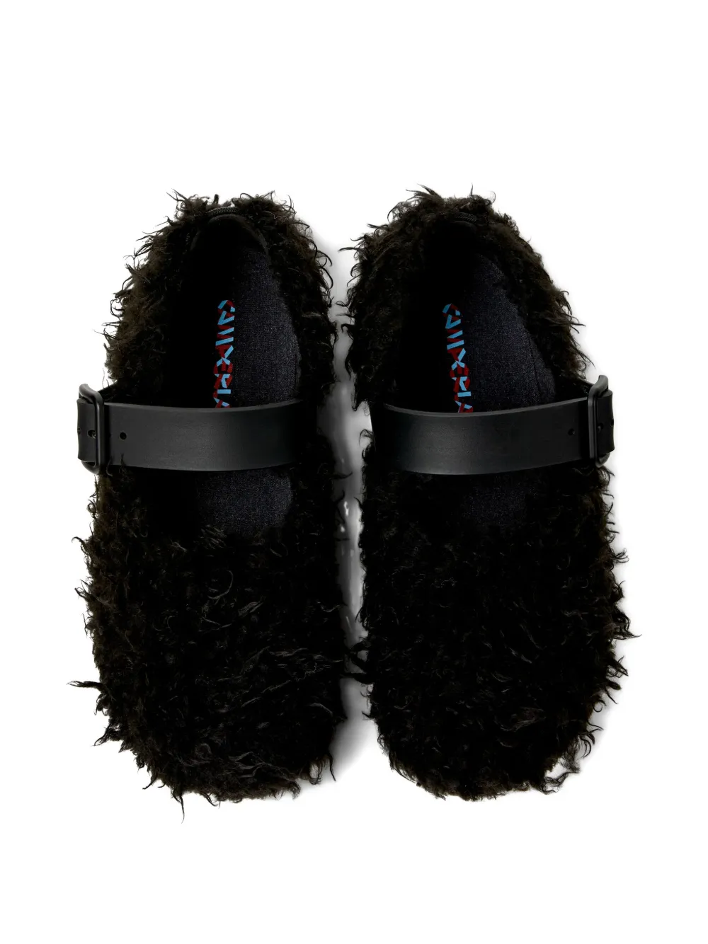 Camperlab Wabi Buckle-fastening Furry Flat Pumps In Black