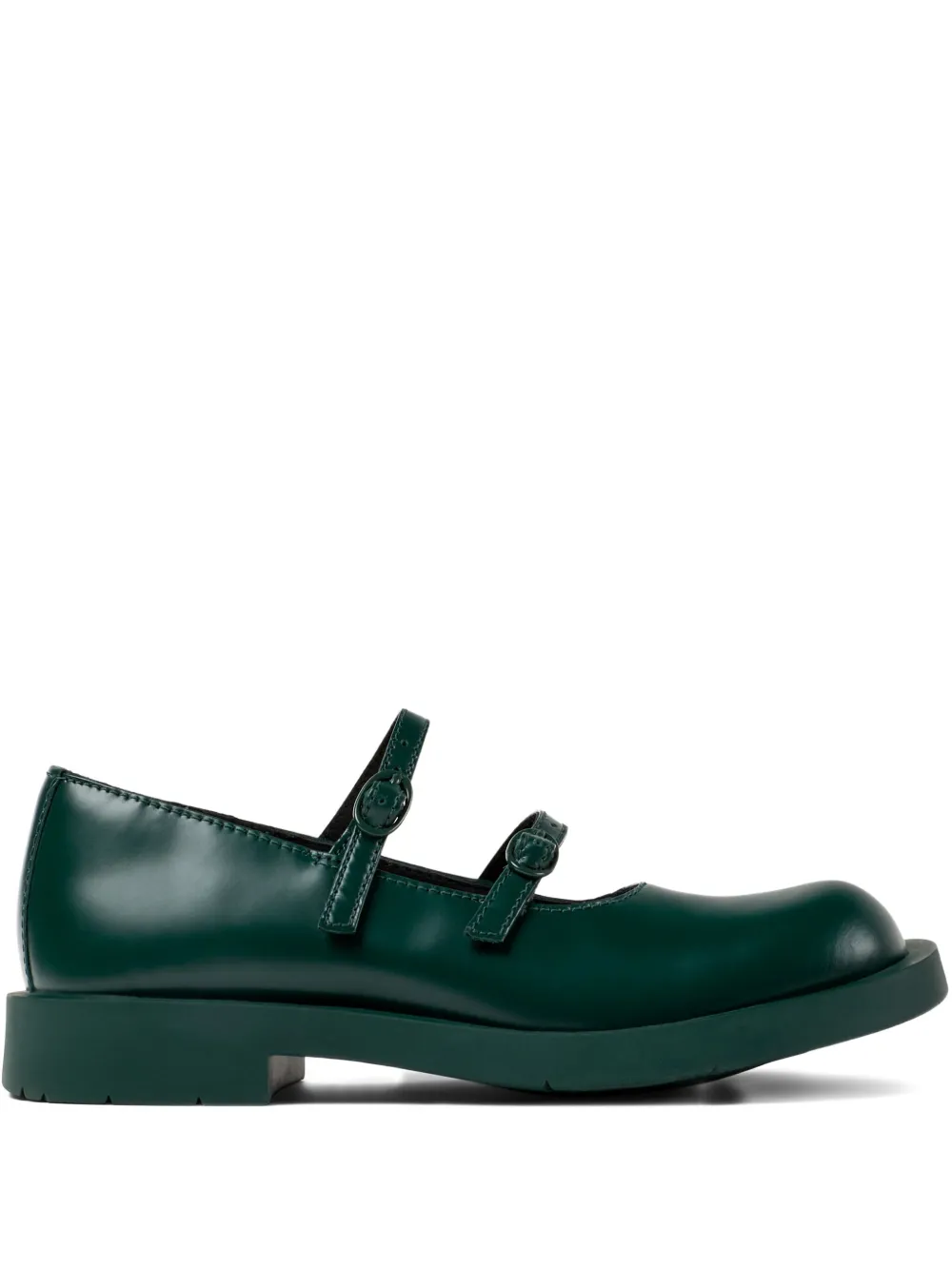 CamperLab 1978 double-buckle leather flat pumps Green