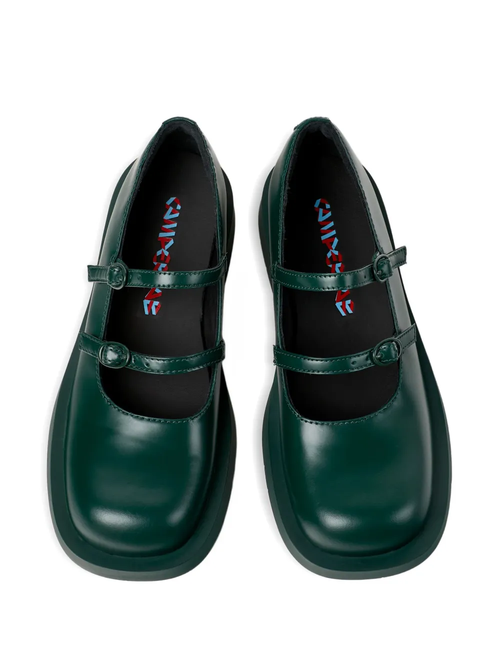 CamperLab 1978 leren pumps met dubbele gesp Groen