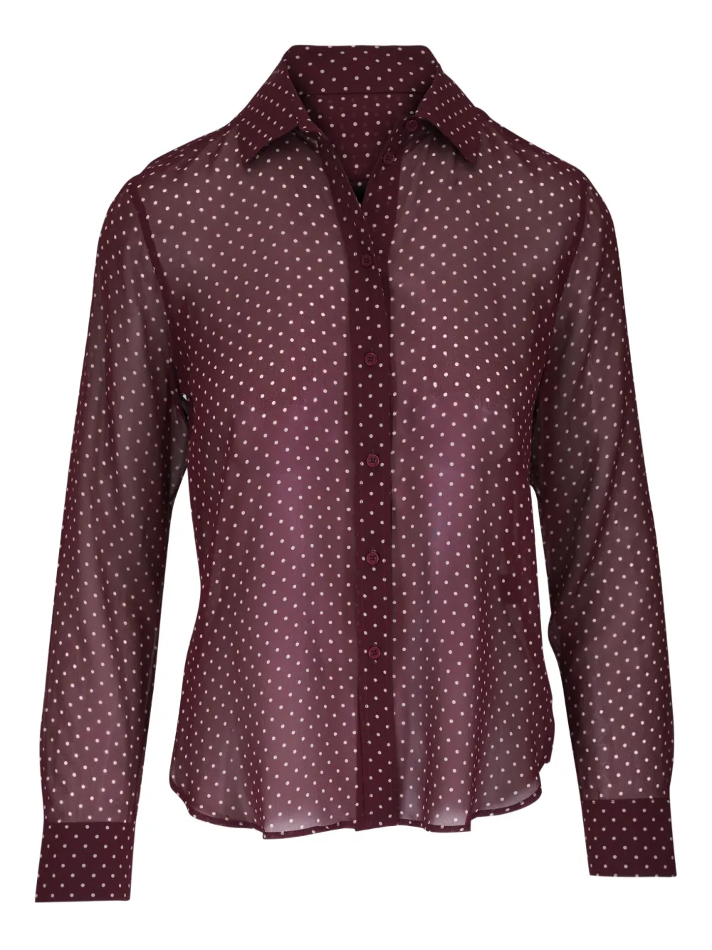 Nili Lotan Gaia Polka-dot Button-down Shirt In Brown