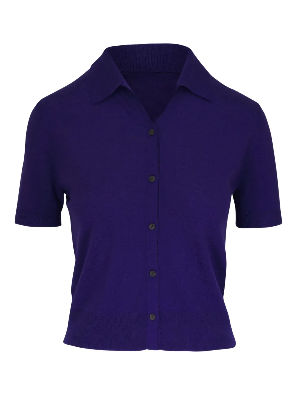 Vince Button-down Short-sleeve Top In Purple