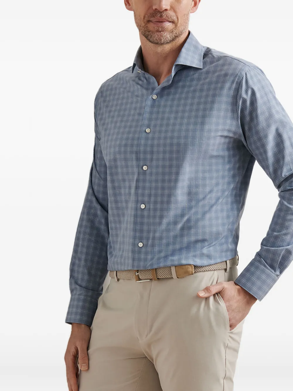 Peter Millar Reese checked long-sleeve shirt - Blauw