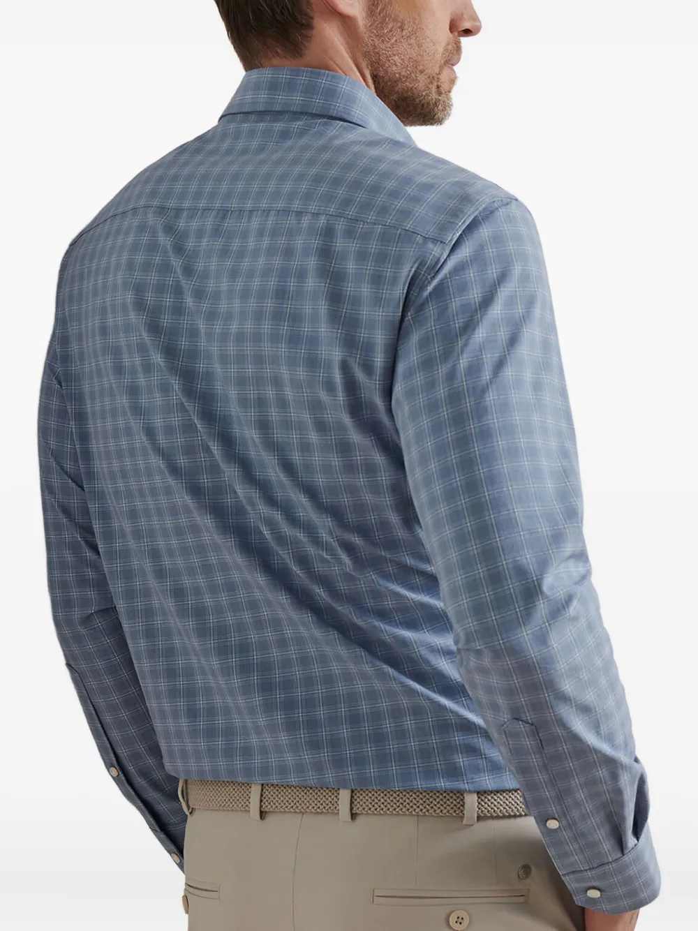 Peter Millar Reese Checked Long-sleeve Shirt In Blue