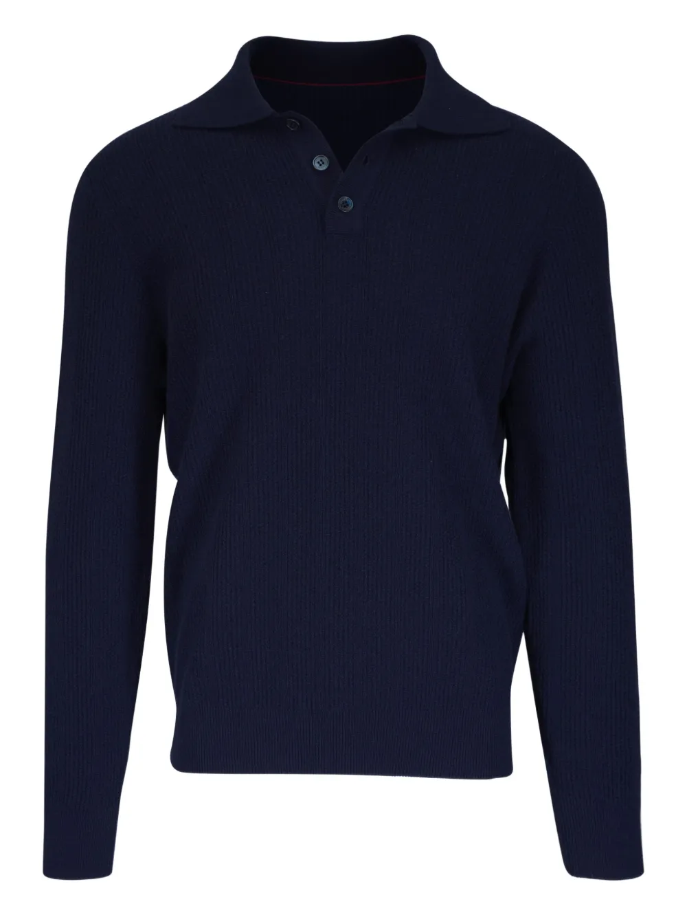 Brunello Cucinelli Gerippter Pullover mit Poloshirtkragen | Blau | Image 1