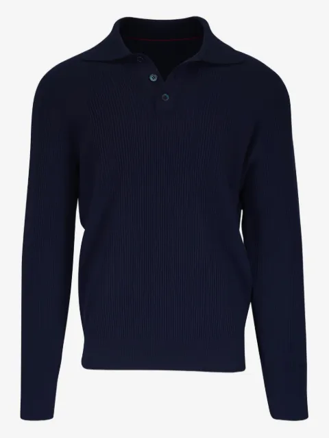 Brunello Cucinelli suéter tejido de canalé con cuello polo