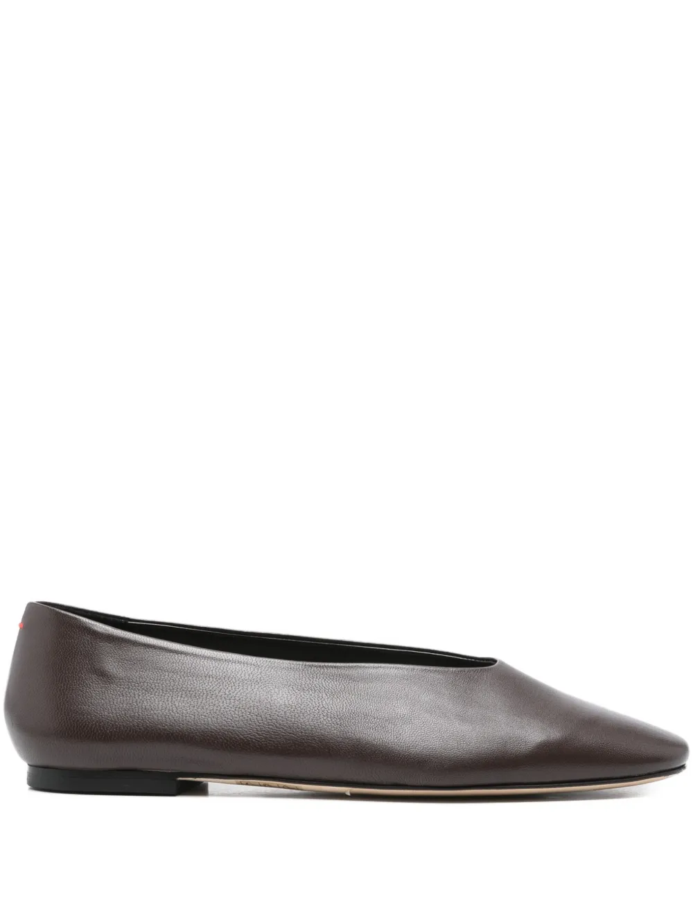 Aeyde square-toe leather flats Brown