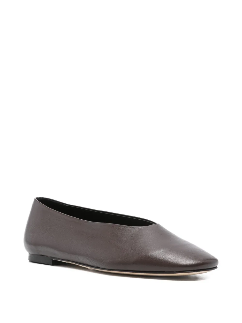 Aeyde square-toe leather flats - Bruin