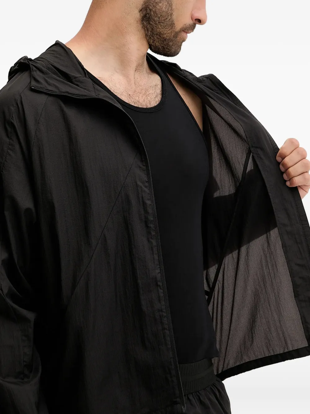Puma X Heliot Emil Hooded Panelled Jacket In Black