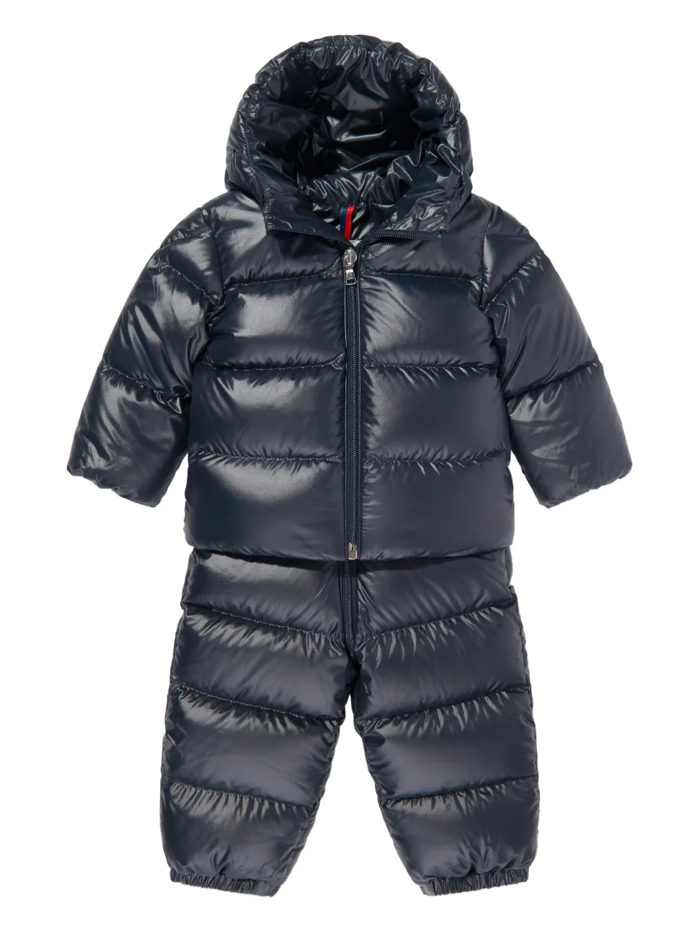 Moncler Enfant hooded quilted snowsuit Blauw