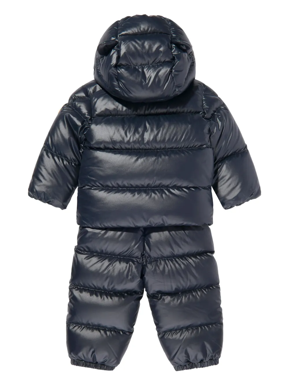 Moncler Enfant hooded quilted snowsuit Blauw