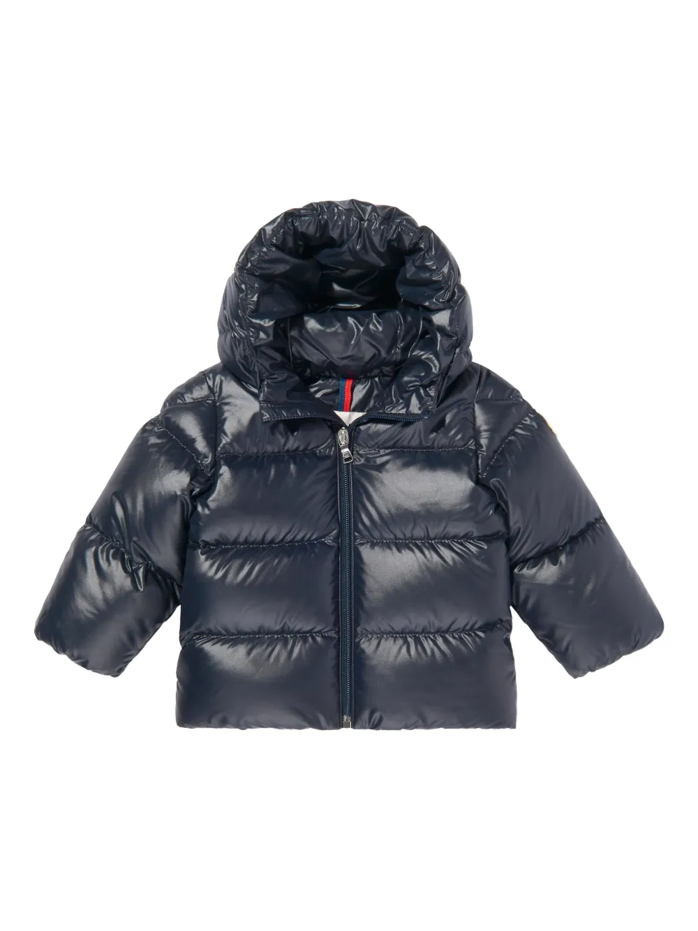 Moncler Enfant hooded quilted snowsuit Blauw