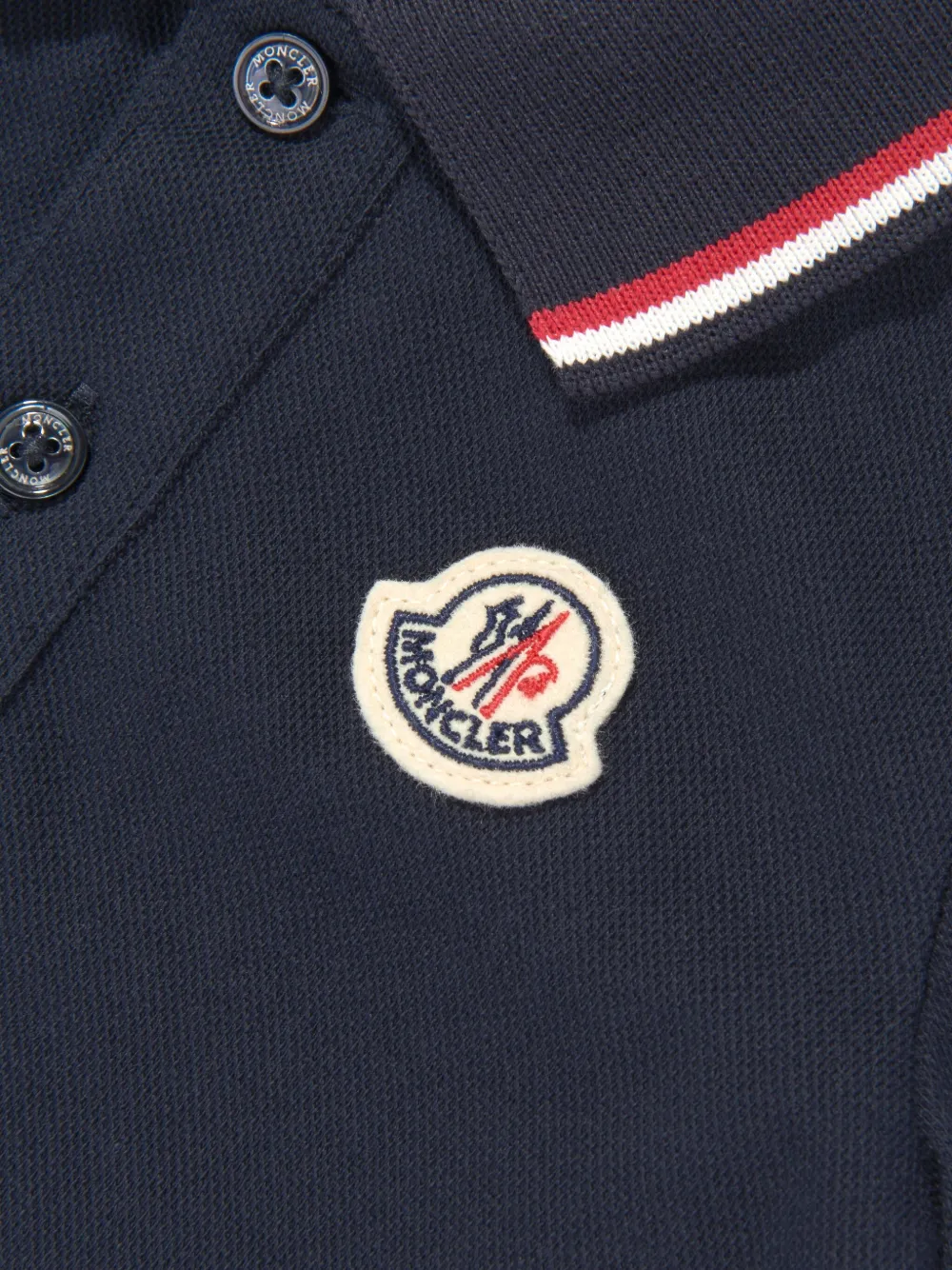 Moncler Enfant logo-patch tipped-collar polo shirt Blauw