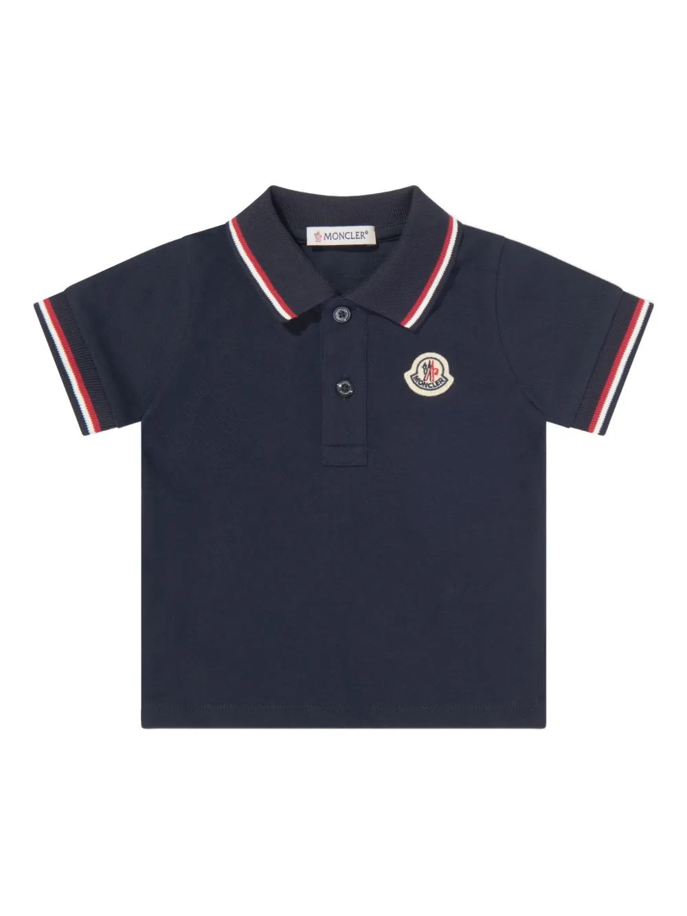 Moncler Enfant logo-patch tipped-collar polo shirt Blauw