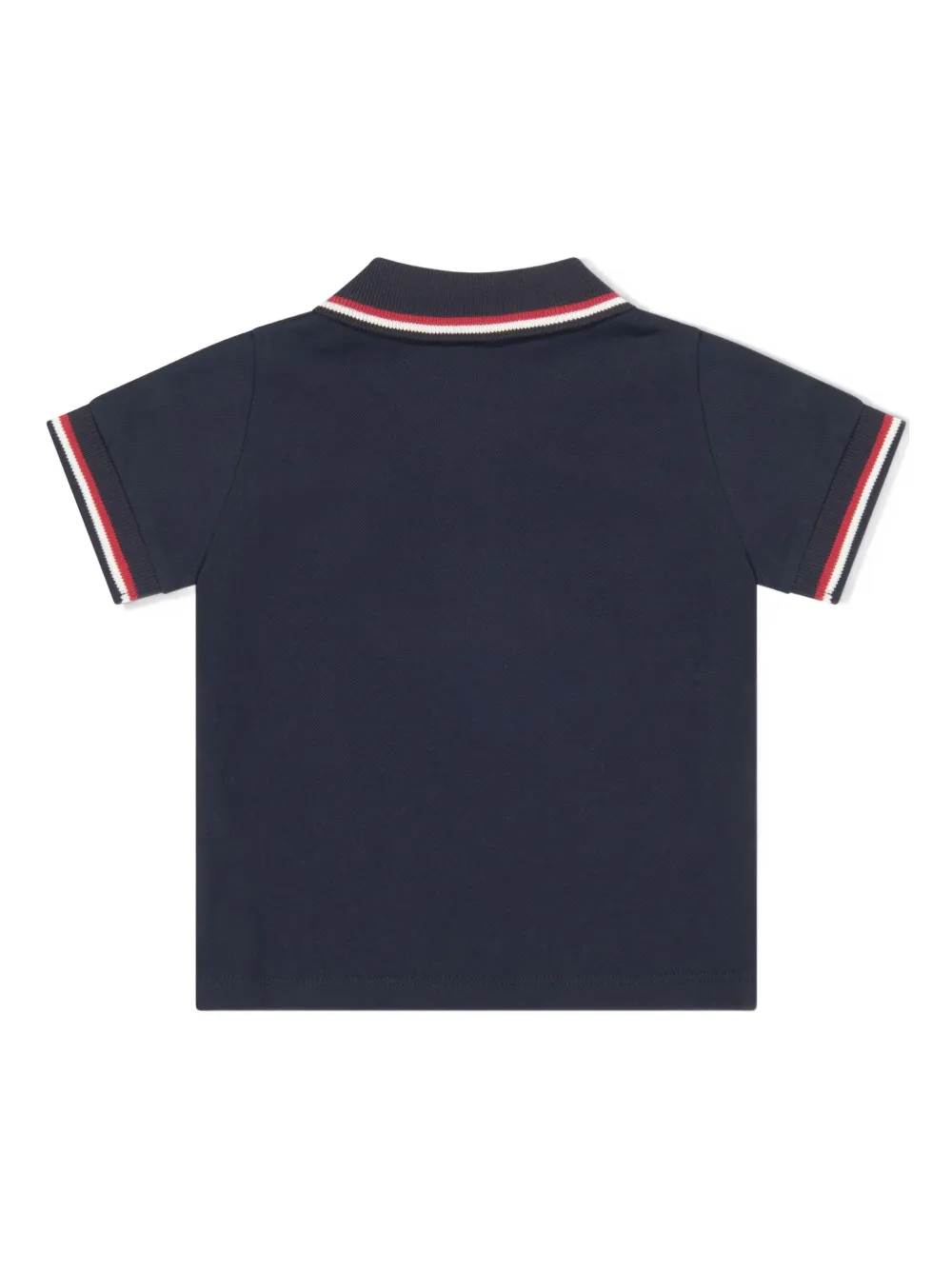 Moncler Enfant logo-patch tipped-collar polo shirt Blauw
