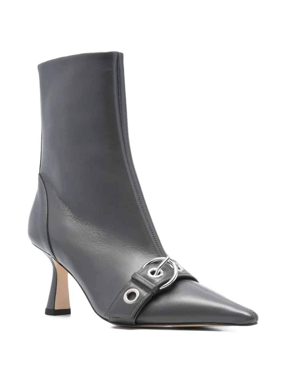 Aeyde 75mm buckle-detail pointed-toe boots Grey