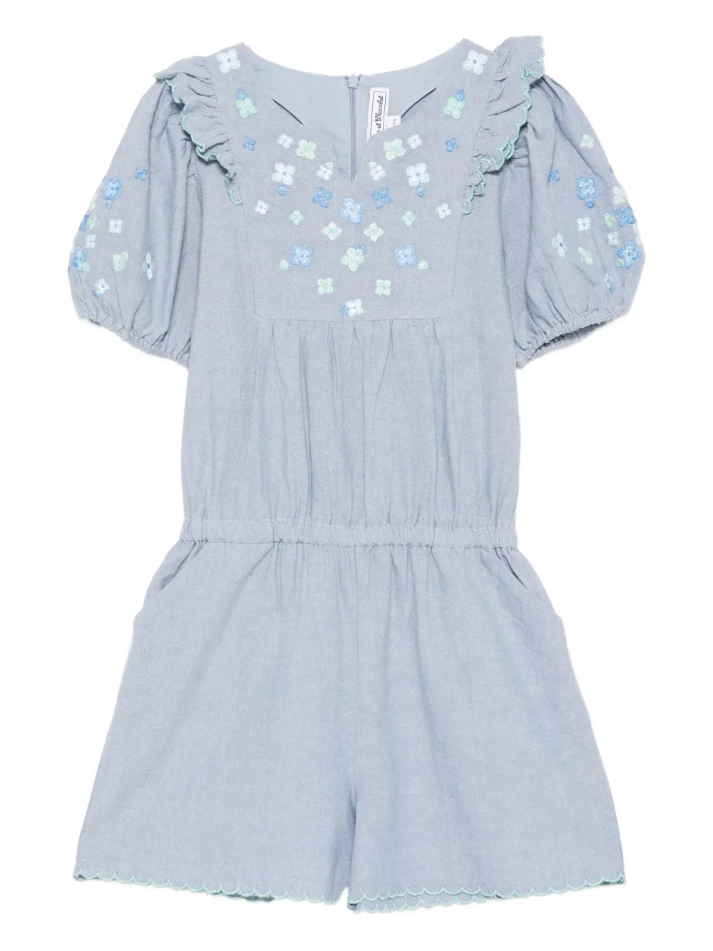 Tartine Et Chocolat Playsuits met borduurwerk en ruches Blauw