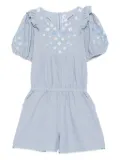Tartine Et Chocolat embroidered ruffled playsuits - Blue