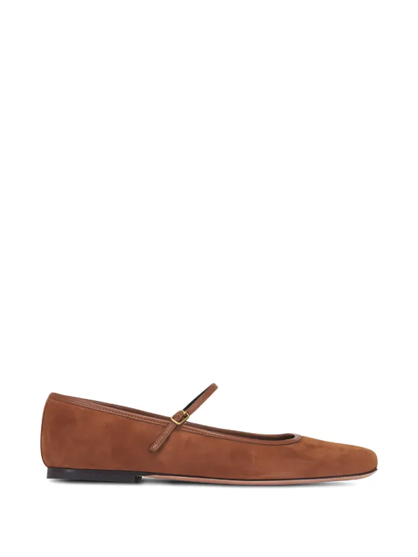 Veronica Beard Ellie Buckled Suede Ballet Flats in Brown