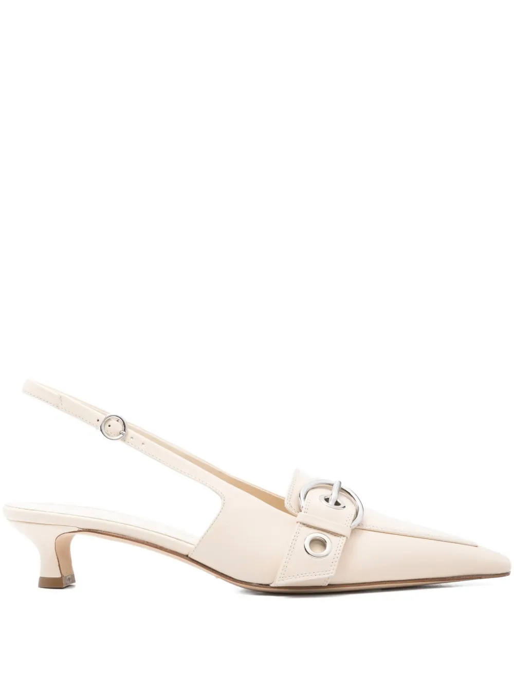 Aeyde 45mm buckle slingback mules Neutrals