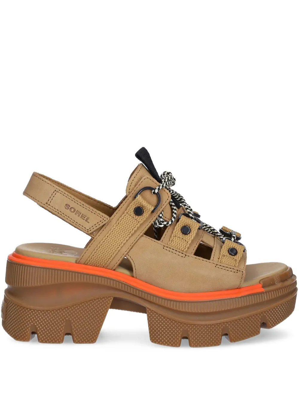 SOREL Sandalen met plateauzool en veters Bruin