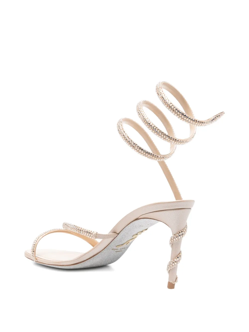 René Caovilla 80mm Margot spiral-embellished sandals Neutrals